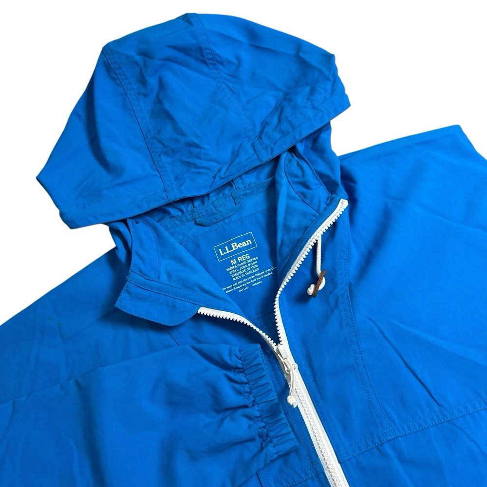 L.L. Bean Womens Medium Blue Nylon Full Zip Soft Shell Hooded Lightweight Jacket